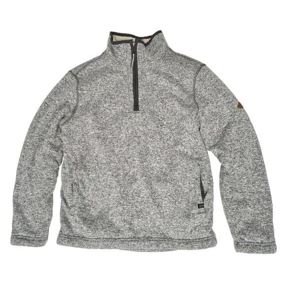 Orvis Mens Medium Heather Gray Sherpa Pullover Hiking Sweater Half Zip - Picture 1 of 8